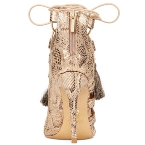 Thalia Sodi Gold Snake Lace up Heels 6.5 (fit like 7) NWB - Picture 2 of 8